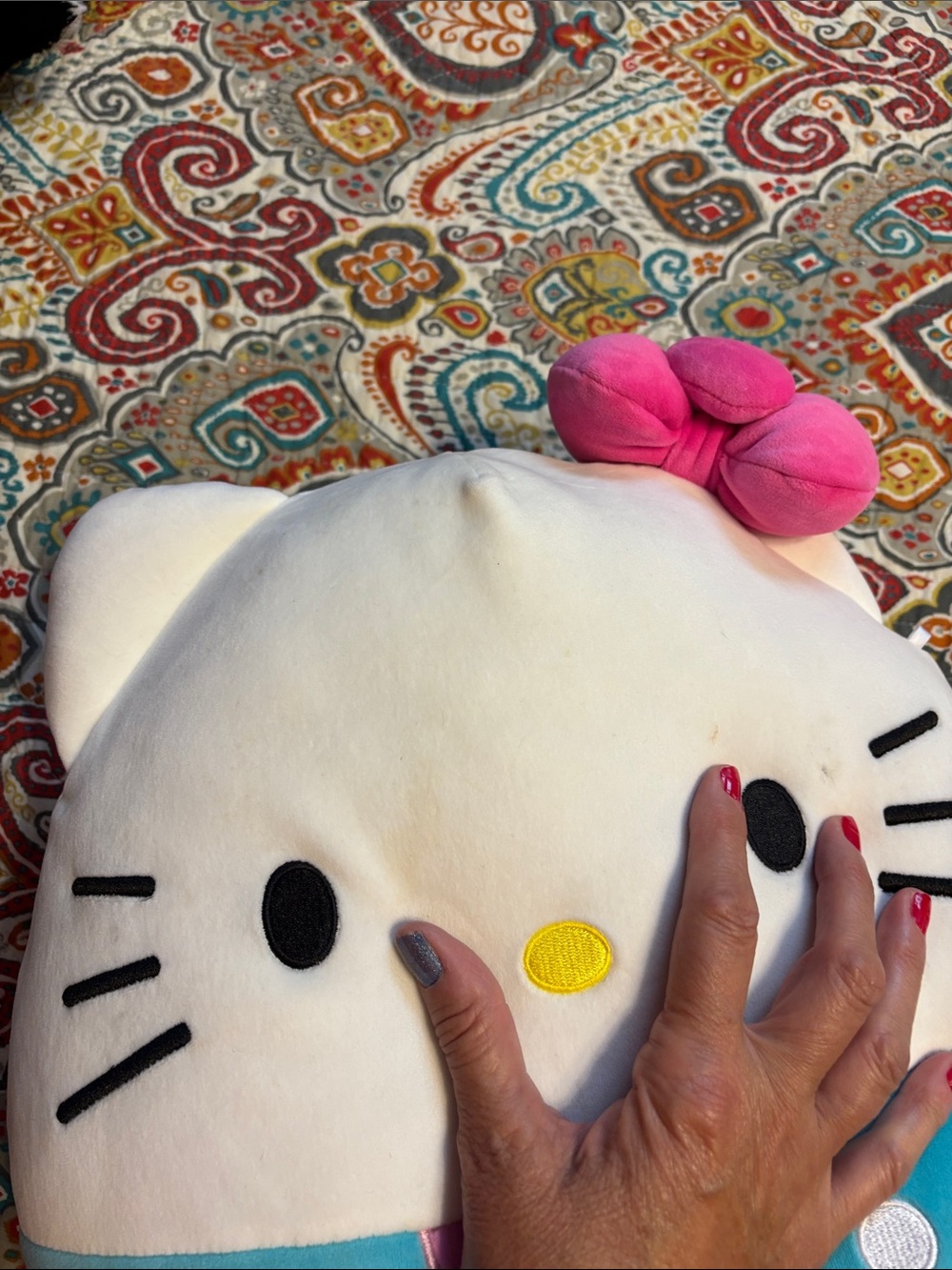 Hello Kitty Plush Face squishmallow Pillow - White, Pink & Aqua - Picture 8 of 11